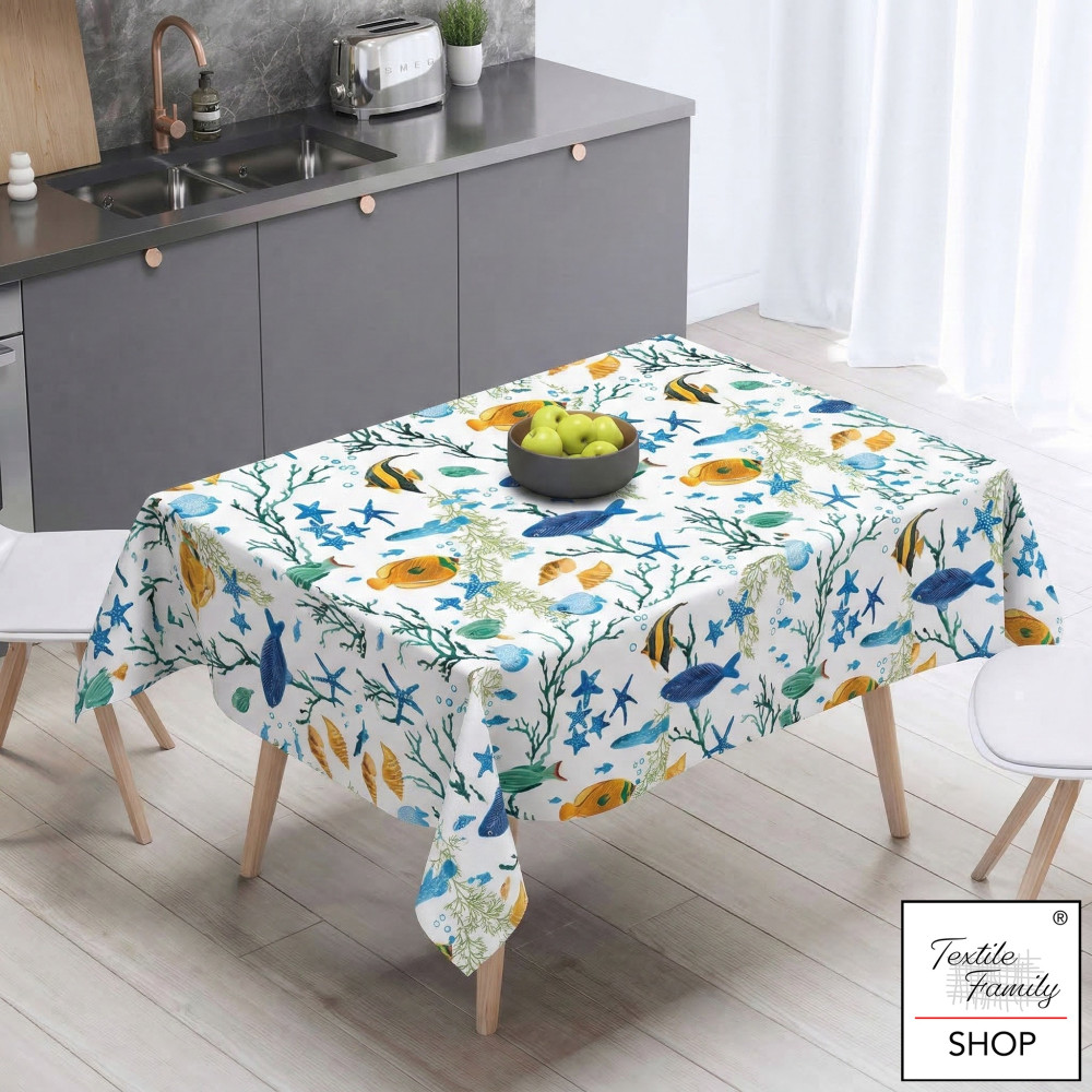 Nappe en PVC, dos en polaire imperméable en poisson coloré