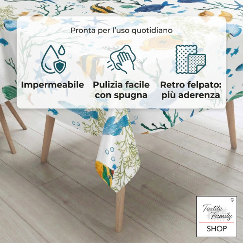 Nappe en PVC, dos en polaire imperméable en poisson coloré