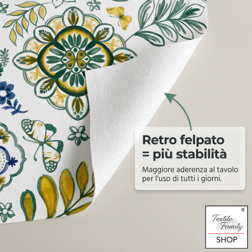 Tovaglia PVC Capri Verde impermeabile con retro felpato