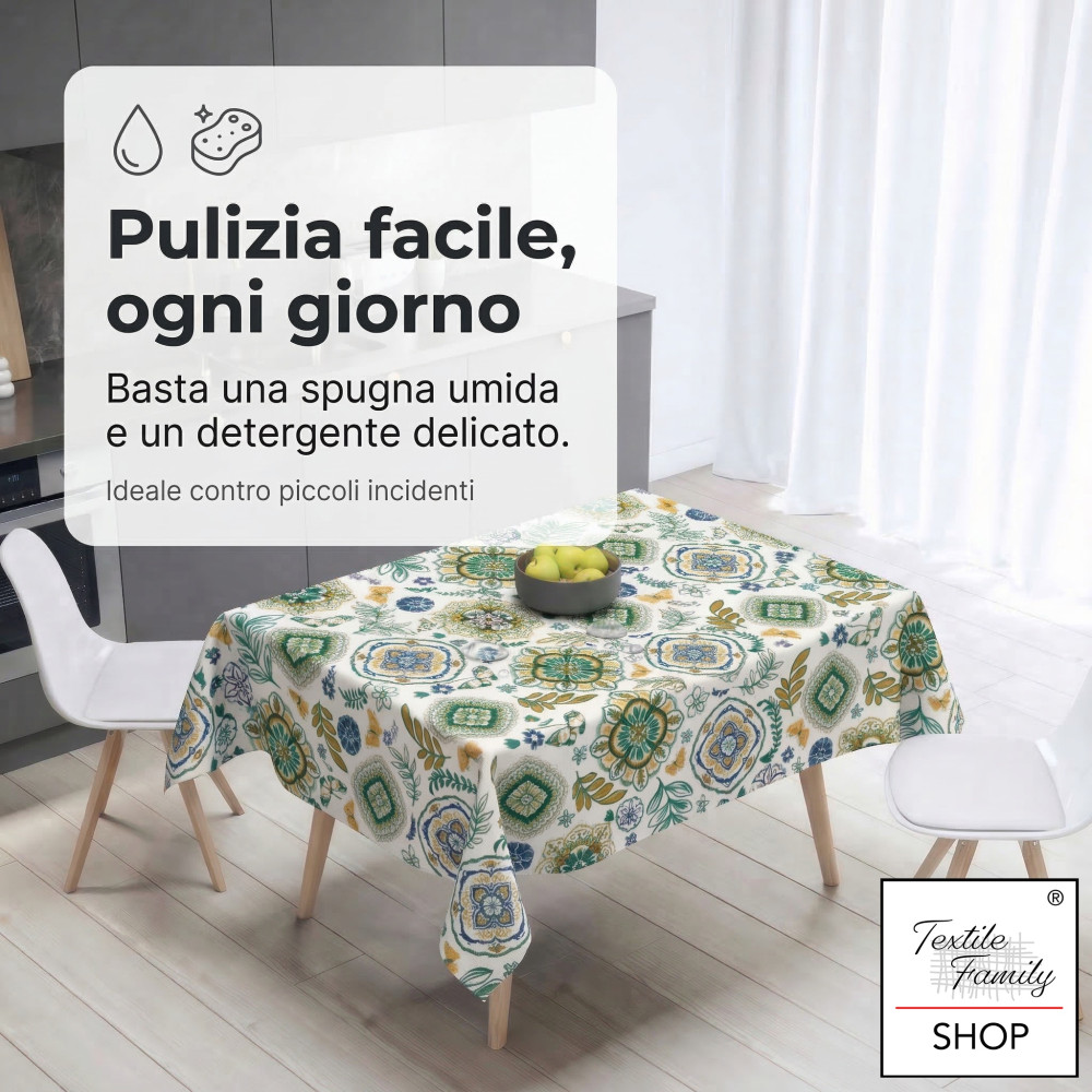 Nappe en PVC imperméable Capri Green avec dos en polaire