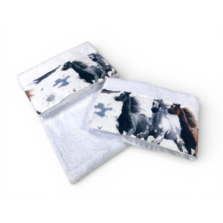Serje 1+1 en tissu éponge 100 % coton avec volant imprimé 2