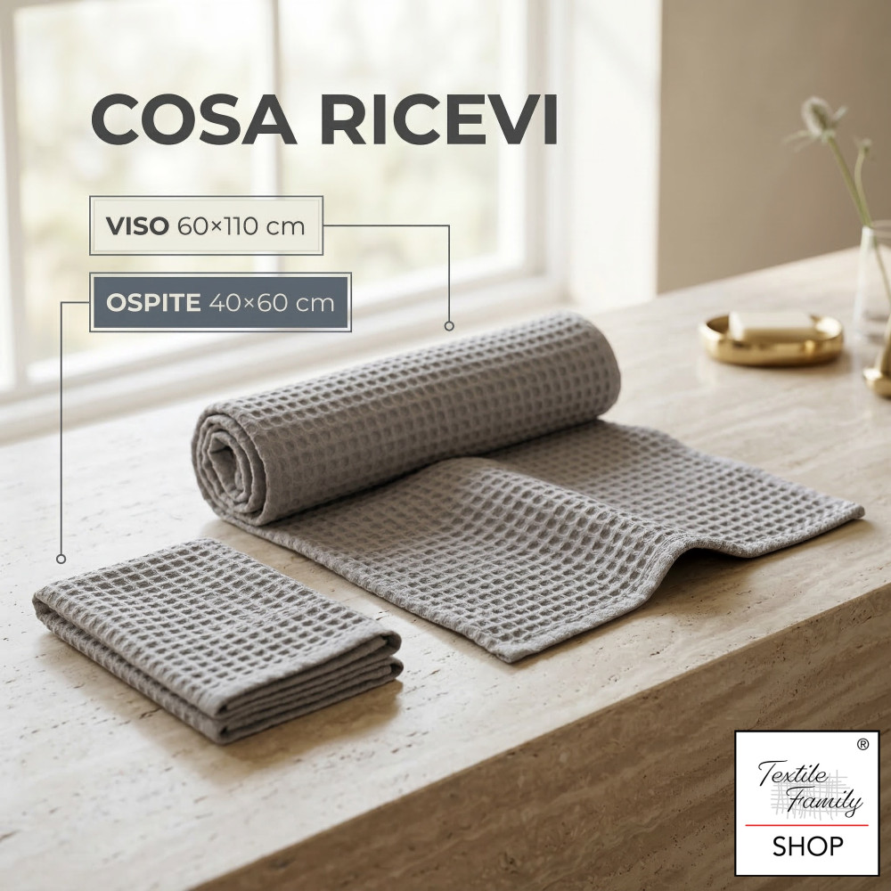 Tex Family Nido d’Ape Rosa Classic 330 Set Asciugamani 2 Pezzi