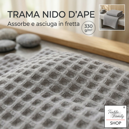 Tex Family Set de toallas clásicas Anthracite Honeycomb 330 de dos piezas