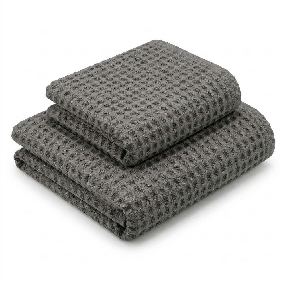Tex Family Nido d’Ape Antracite Classic 330 Set Asciugamani 2 Pezzi
