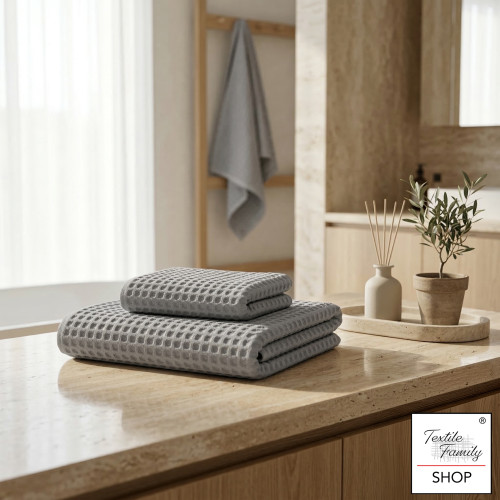 Tex Family Nido d’Ape Grigio Classic 330 Set Asciugamani 2 Pezzi