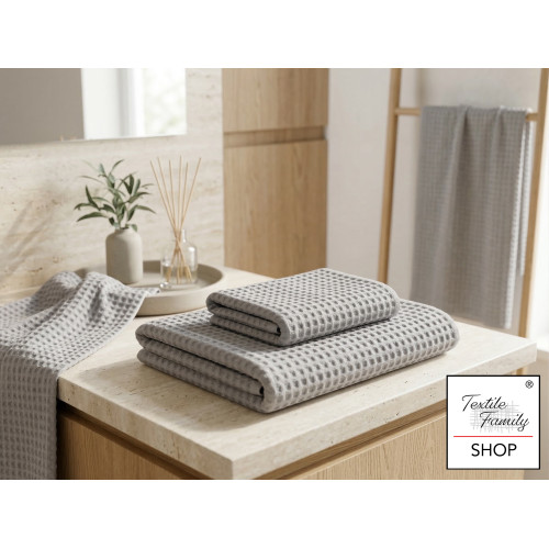 Tex Family Nido d’Ape Grigio Classic 330 Set Asciugamani 2 Pezzi