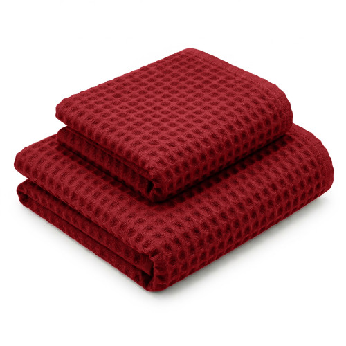 Tex Family Nido d’Ape Bordeaux Classic 330 Set Asciugamani 2 Pezzi