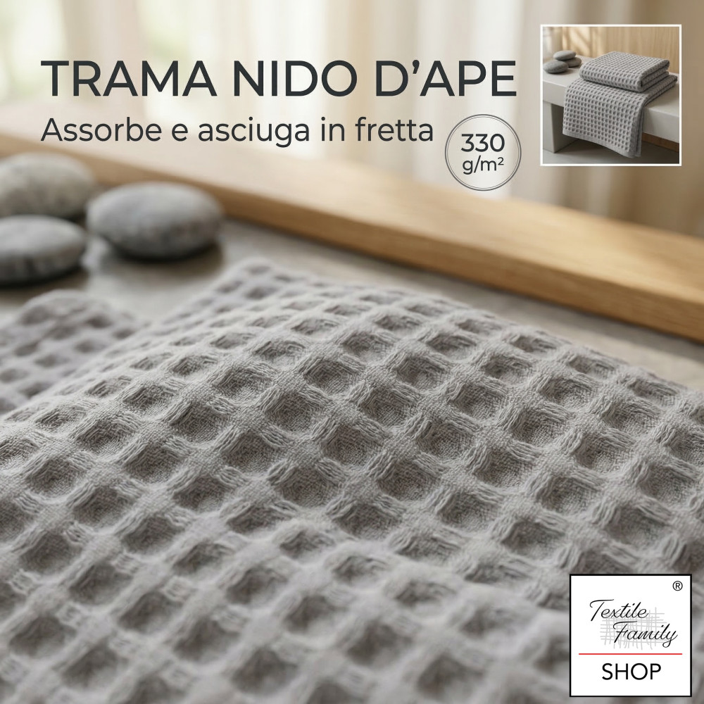 Tex Family Nido d’Ape Terracotta Classic 330 Set Asciugamani 2 Pezzi