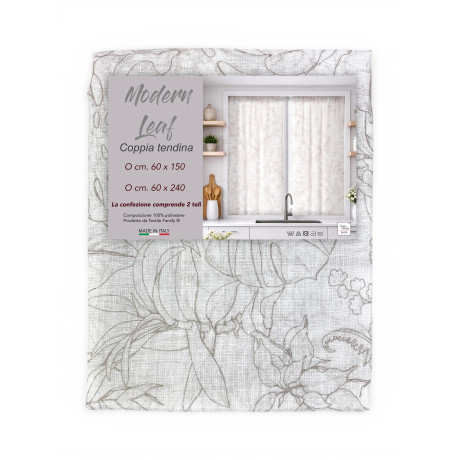 Tendine a Vetro Modern Leaf Beige Bouclè Semitrasparenti