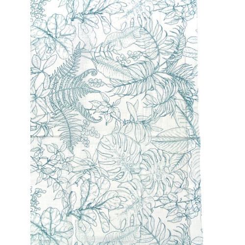 Tendine a Vetro Modern Leaf Blu Bouclè Semitrasparenti