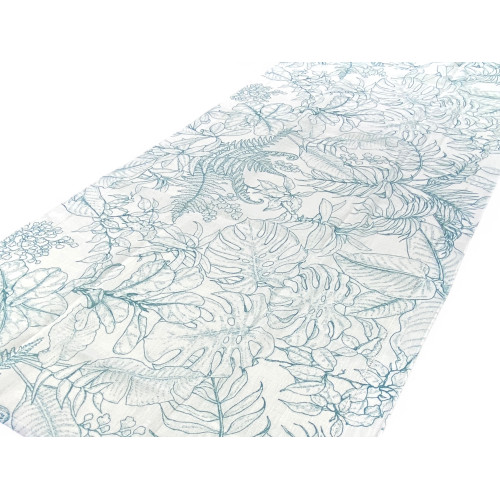 Tendine a Vetro Modern Leaf Blu Bouclè Semitrasparenti