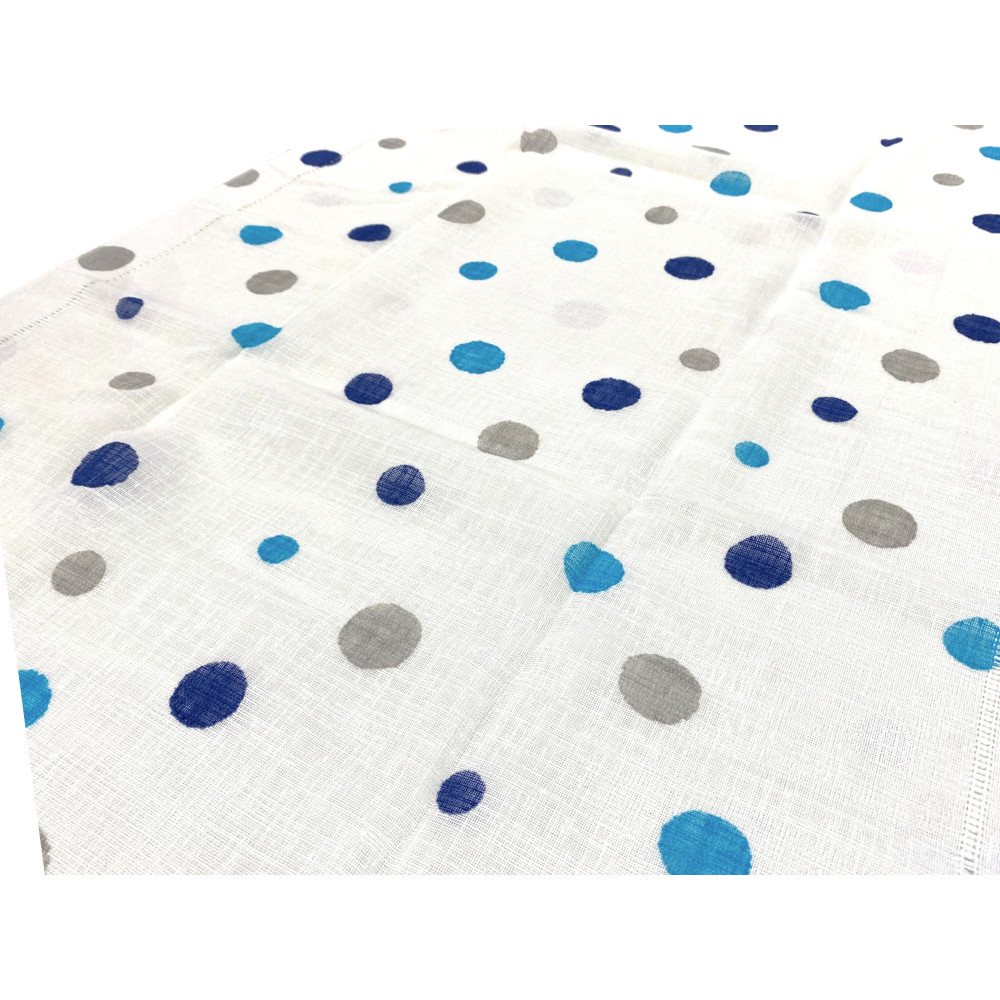Cortinas de cristal Lunares azules Bouclè Semitransparente 2 láminas