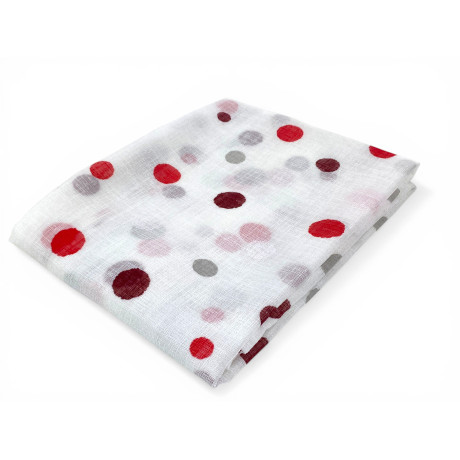 Glasvorhänge, rote Polkapunkte, Bouclè, halbtransparente 2 Platten 2