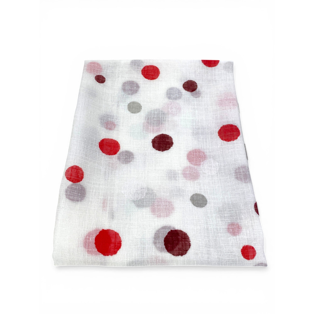 Glass curtains Red Polka Dots Bouclè semi-transparent 2 sheets