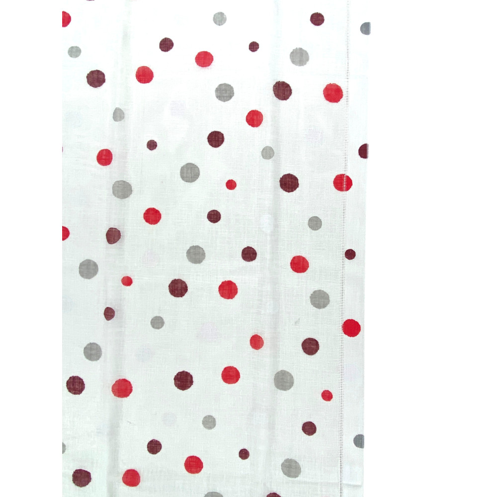 Rideaux en verre Pois rouges Bouclè, semi-transparent 2 feuilles