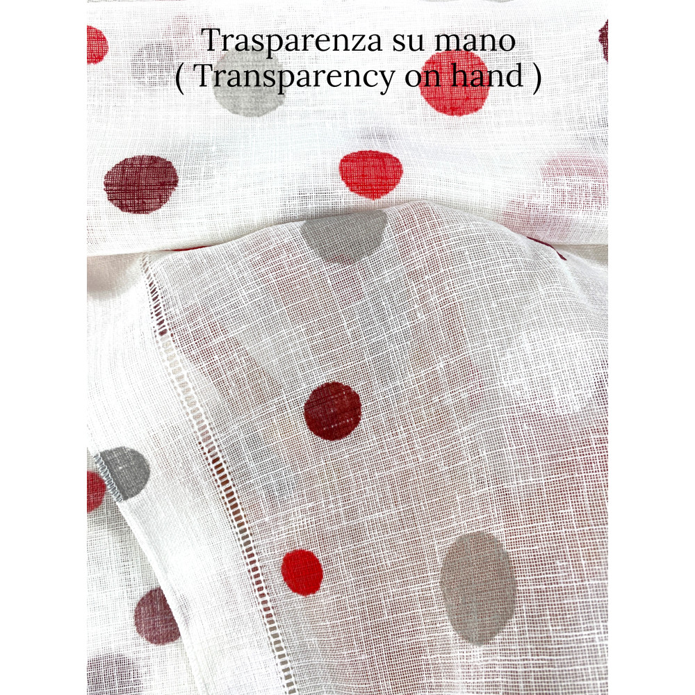 Rideaux en verre Pois rouges Bouclè, semi-transparent 2 feuilles