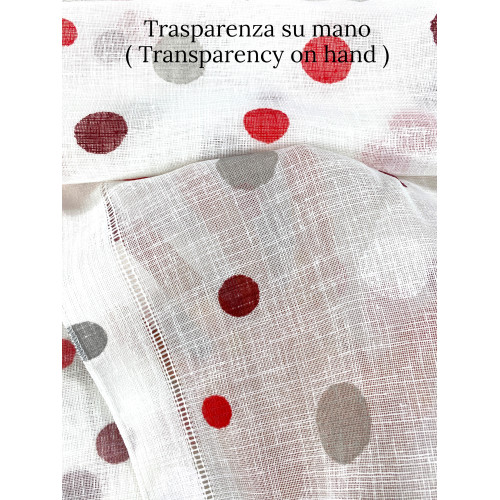 Tendine a Vetro Pois Rosso Bouclè Semitrasparenti 2 Teli