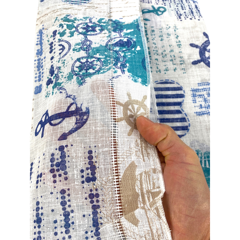 Bay Blue Bouclé Glass Curtains Semi-transparent 2 sheets