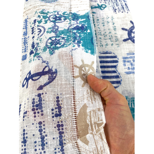 Tendine a Vetro Blu Bay Bouclè Semitrasparenti 2 Teli