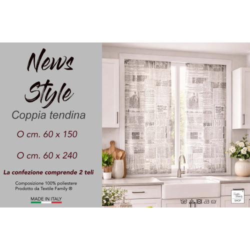 Glass curtains News Style Bouclè semi-transparent 2 sheets