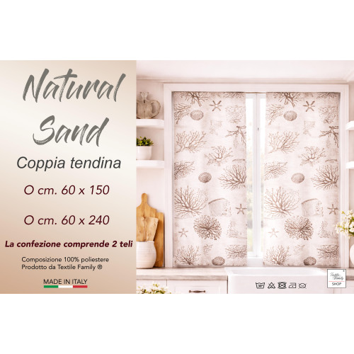 Tendine a Vetro Natural Sand Bouclè Semitrasparenti 2 Teli