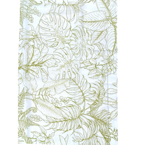 Cortinas de cristal Bouclé verde hoja modernas semitransparentes