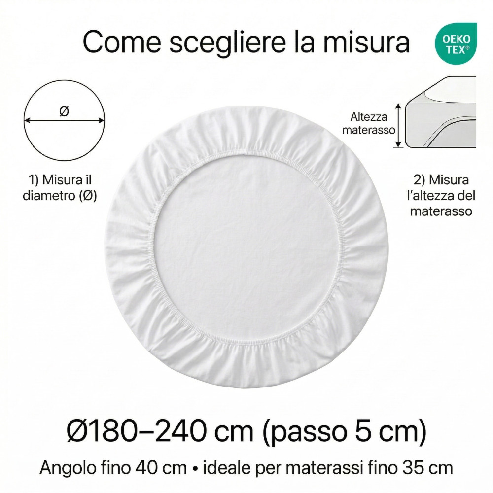 Lenzuolo Sotto Rotondo Su Misura Ø180–240 | Tex Family