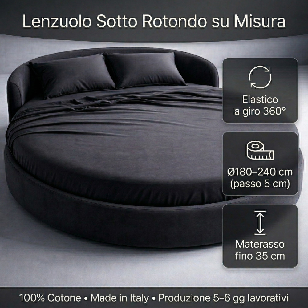 Lenzuolo Sotto Rotondo Su Misura Ø180–240 | Tex Family