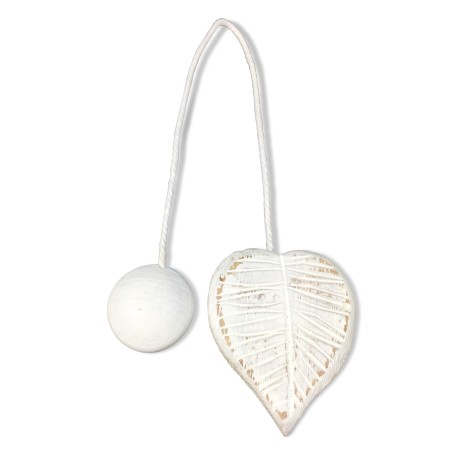 MAGNET HOLZ GARDINENSTOPPER MAGNETE FÜR VORHÄNGE KRAWATTE BLATT WEISS
