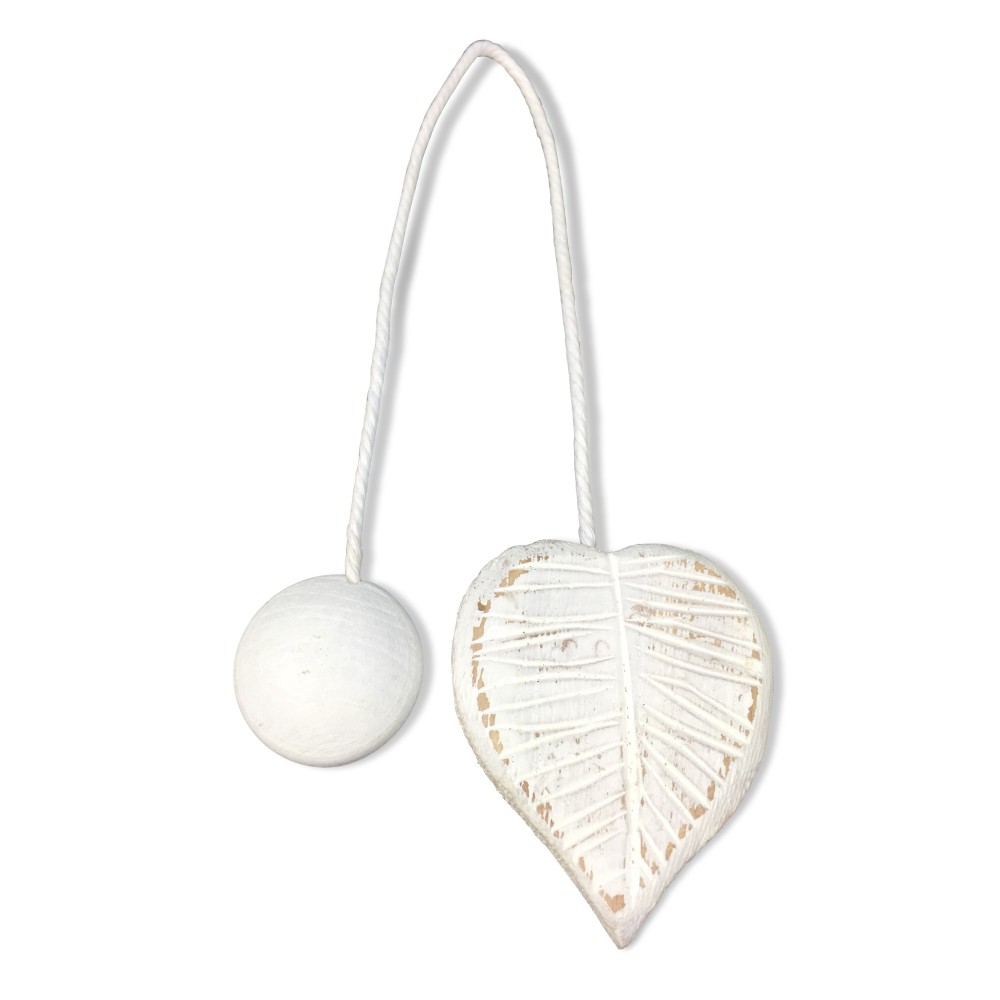 MAGNET WOODEN CURTAIN STOPPER MAGNETS FOR CURTAINS TIE LEAF WHITE