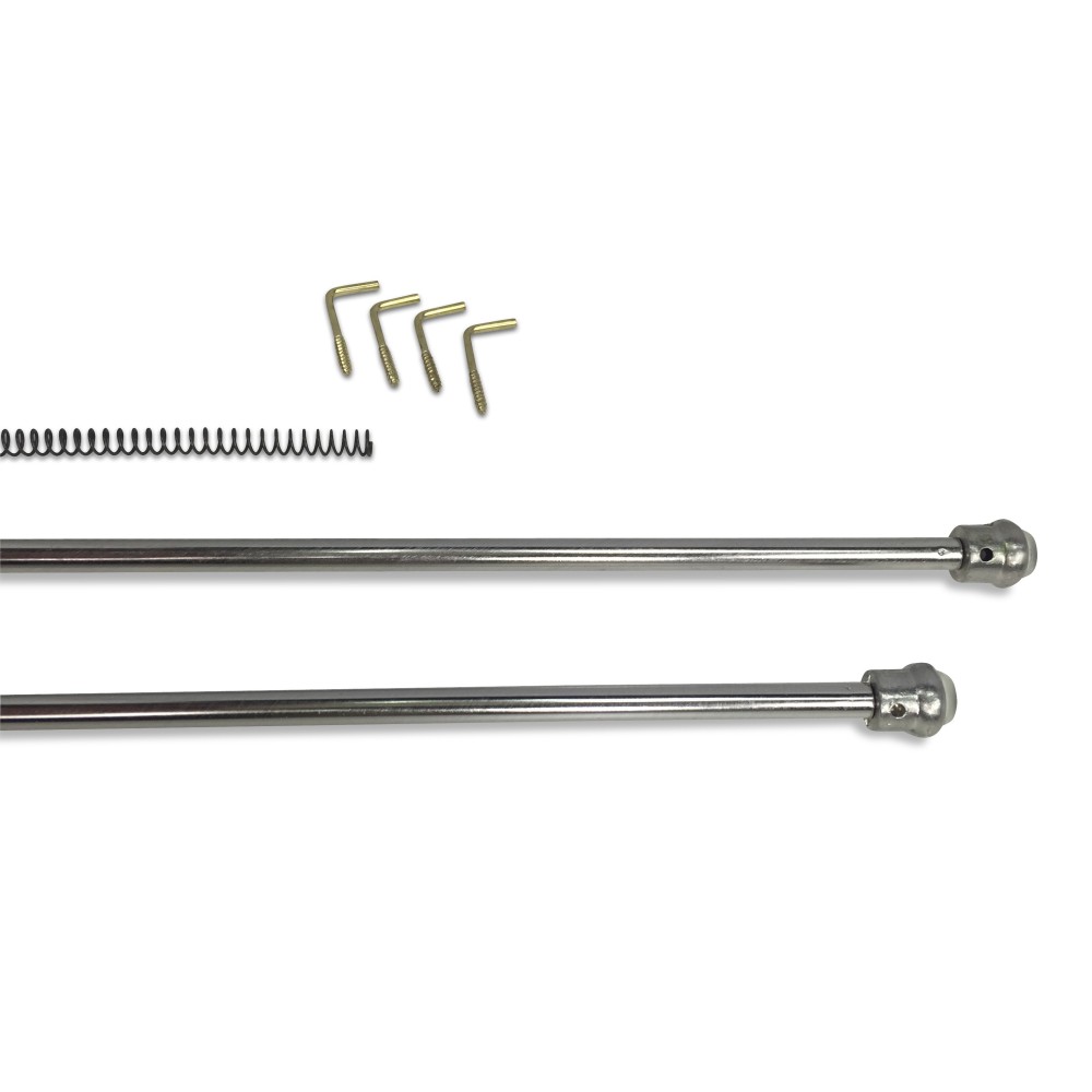 Par de VARILLAS DE ACERO CON MUELLE DE DOBLE FUNCIÓN ajustable CM. 50-70 para cortina de vidrio