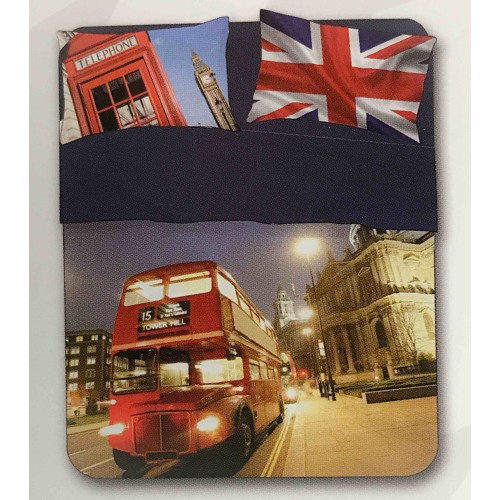 LONDON ENGLISH GRAND VIEW 2 DOUBLE DIGITAL BEDSPREAD-SHEET SET