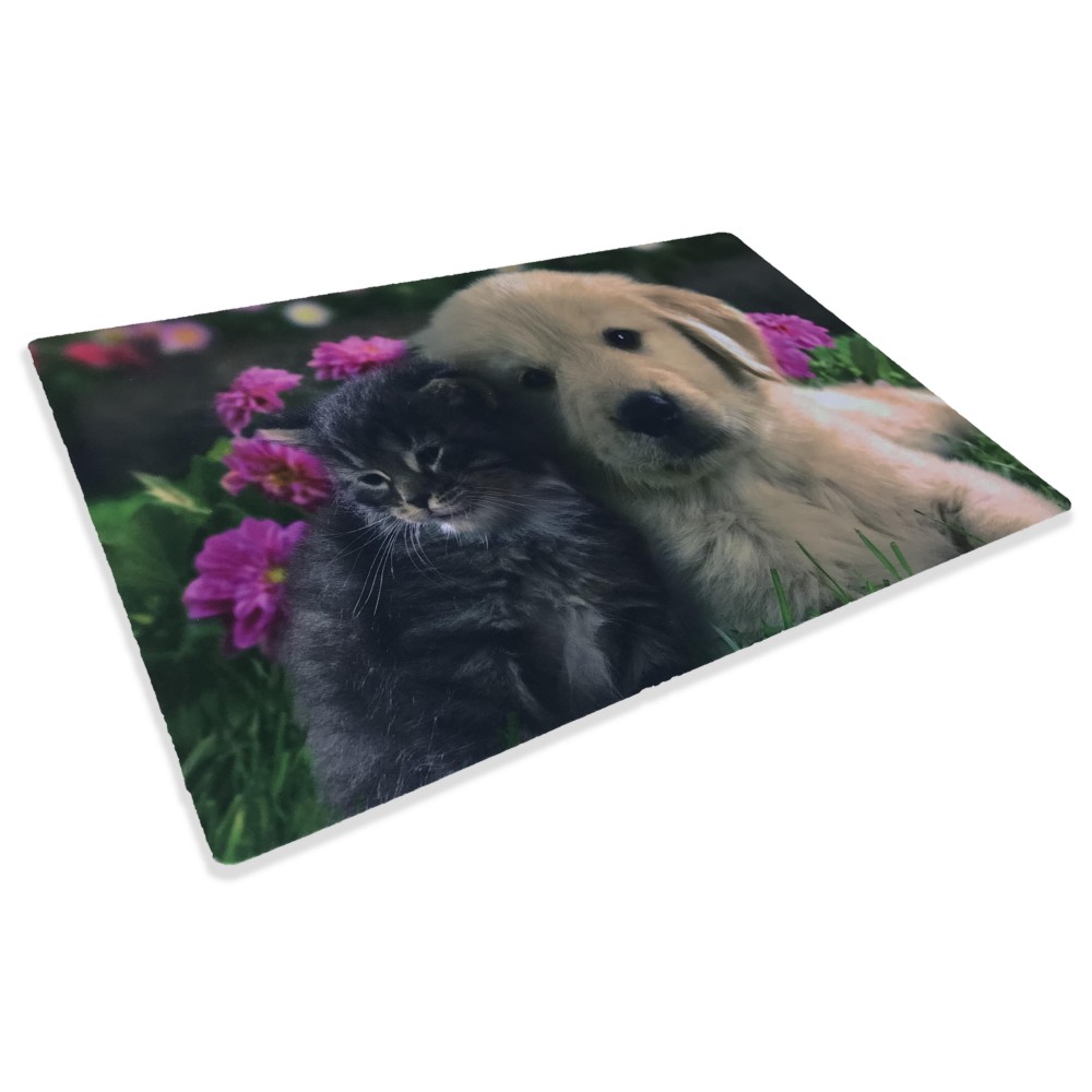 DOORMAT RUG DIGITAL FRIENDS CM.40X60 DOG CAT FLOWER