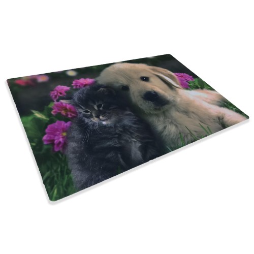 DOORMAT RUG DIGITAL FRIENDS CM.40X60 DOG CAT FLOWER