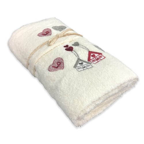 JUEGO DE TOALLAS TIROLINAS LOVE CREAM TIROLESA