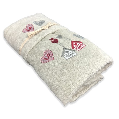 JUEGO DE TOALLAS TIROLINAS LOVE CREAM TIROLESA