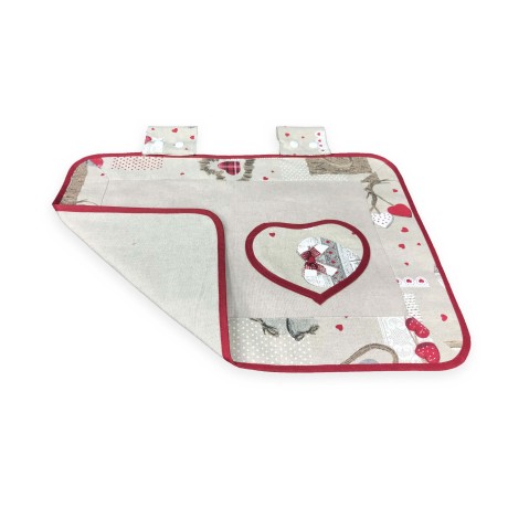 COPRIFORNO COPRI FORNO IN TESSUTO FIORE HOLLY ROSSO 2