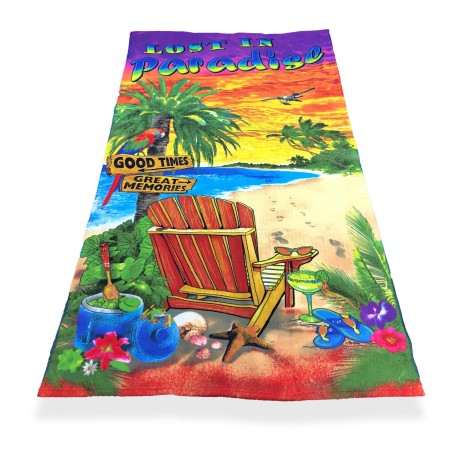 PHOTO BEACH TOWEL IN MICROSPONGE LARGE SIZE CM.86x160 LOST IN PARADISE 2