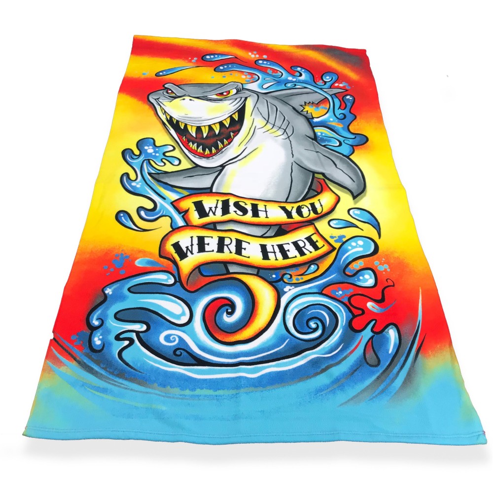 PHOTOGRAPHIC BEACH TOWEL IN MICROSPONGE LARGE SIZE cm. 90x160 WISH YOU WERE