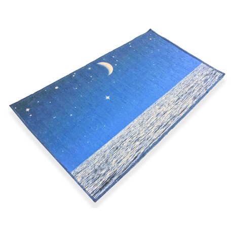 DIGITALDRUCK-TEPPICH MIT SEIDENEFFEKT MOND MOND STERNENHIMMEL 2