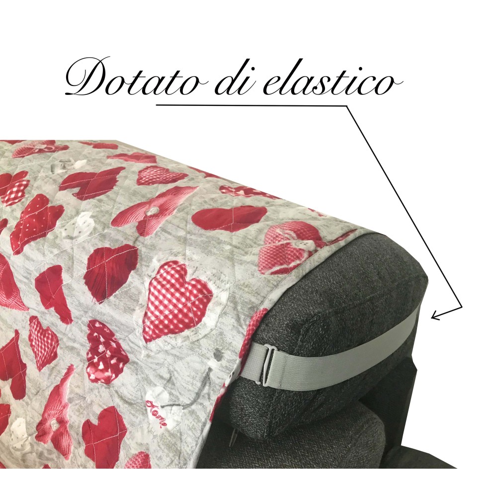 SOFABEZUG CHARLY QUILTED SMOOTH HEARTS SHABBY RED HEARTS SOFA PROTECTOR