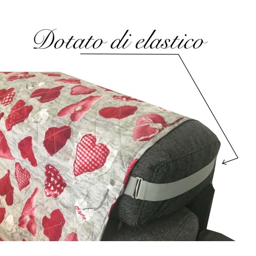 SOFABEZUG CHARLY QUILTED SMOOTH HEARTS SHABBY RED HEARTS SOFA PROTECTOR