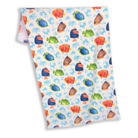 PHOTO BEACH TOWEL IN TERRY CLOTH LARGE SIZE CM.86x160 COLORED FISH