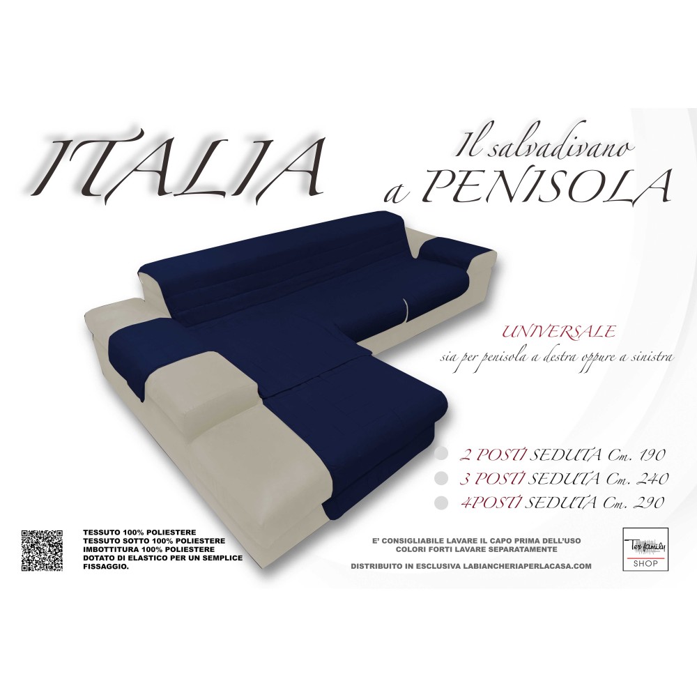 FUNDA DE SOFÁ ITALIA EL PROTECTOR DE SOFÁ CON PENÍNSULA ACOLCHADA AZUL LISO