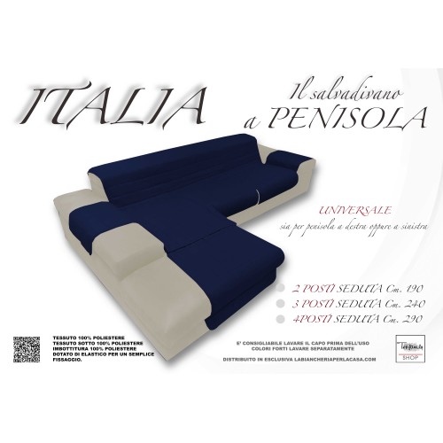 FUNDA DE SOFÁ ITALIA EL PROTECTOR DE SOFÁ CON PENÍNSULA ACOLCHADA AZUL LISO