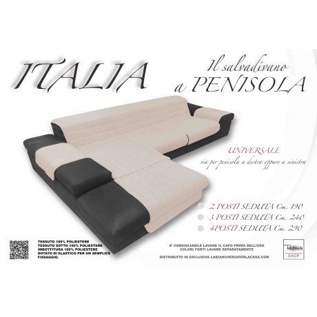 FUNDA DE SOFÁ ITALIA IL SALVADIVANO CON PENÍNSULA ACOLCHADA BEIGE CREMA 2