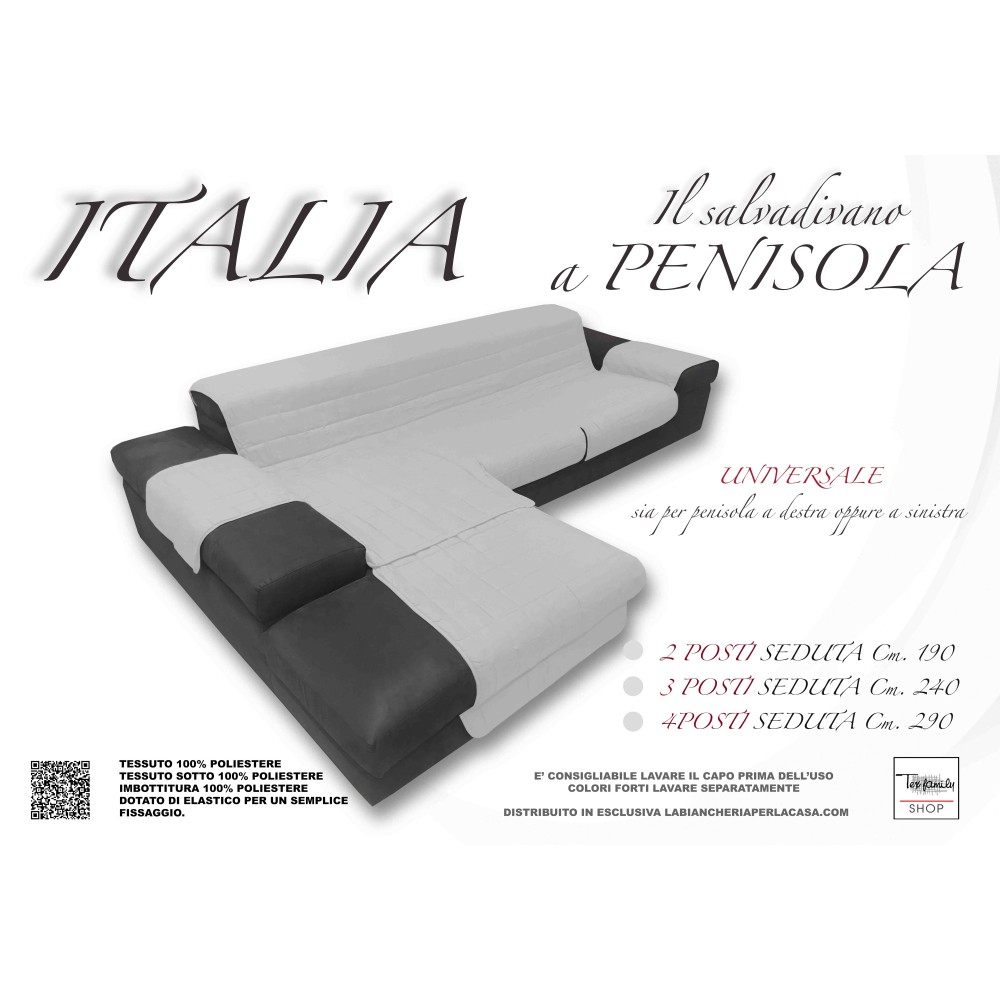 SOFA COVER ITALIA IL SOFA PROTECTOR WITH QUILTED PENINSULA LIGHT GREY