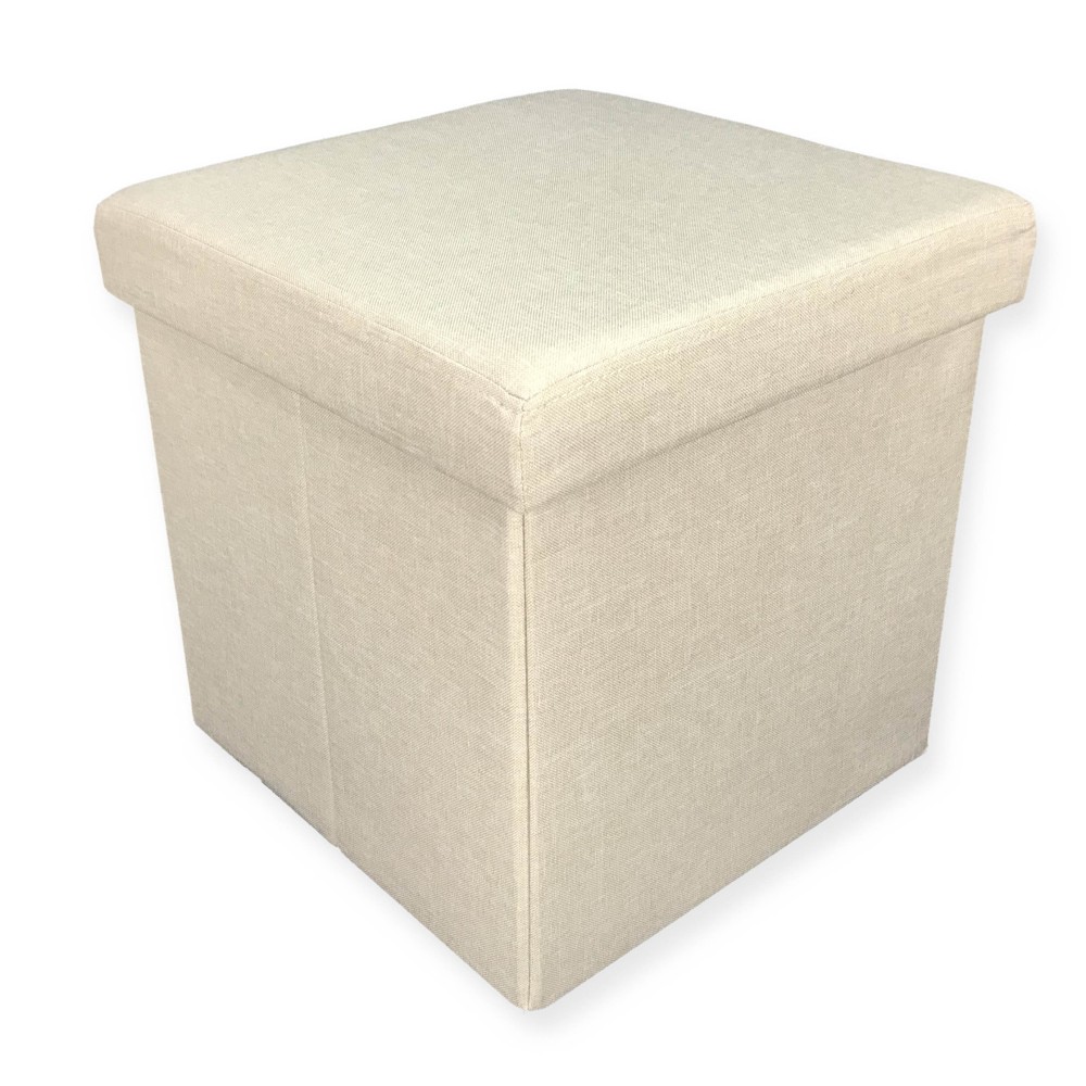 HOCKER ZUR AUFBEWAHRUNG VON FUSSSTÜTZEN STOFF BEIGE TAYLOR