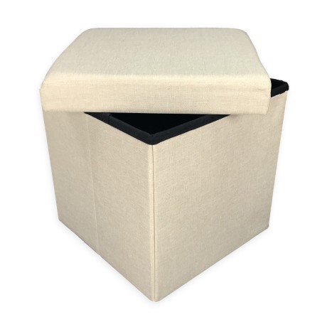 POUF CONTENITORE POGGIAPIEDI TESSUTO TAYLOR BEIGE 2
