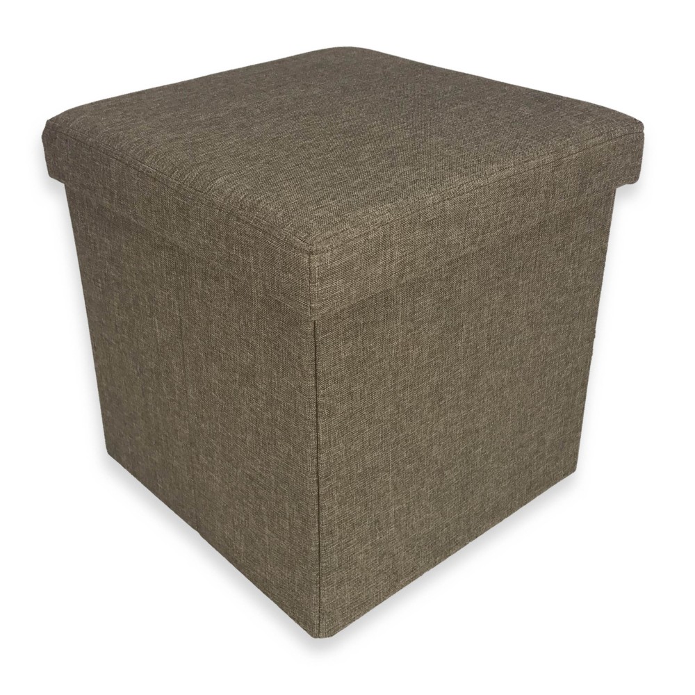 POUF MIT FUSSSTÜTZE AUS STOFF TAUPE TAYLOR
